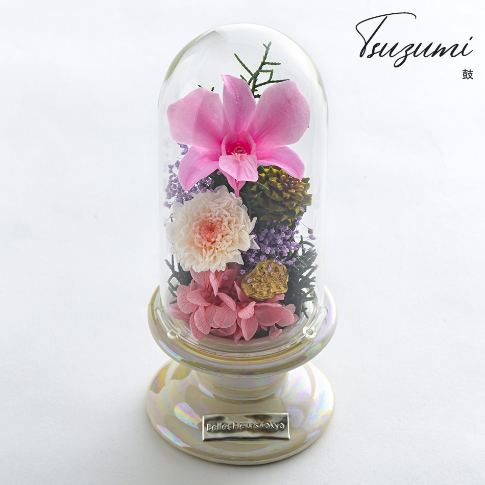 即日発送】プリザーブドフラワー 仏花 お供え花 鼓（つづみ）ガラス