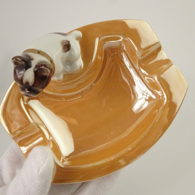 オールドノリタケ ラスター彩 ブルドッグ 灰皿 アッシュトレイ