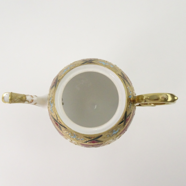 オールドノリタケ アンティーク ティーポット 金盛り上げ 金点盛