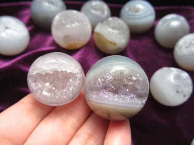 笑口 メノウ 丸玉 直径約30mm-32mm前後 ミニサイズ丸玉 瑪瑙&水晶 笑福