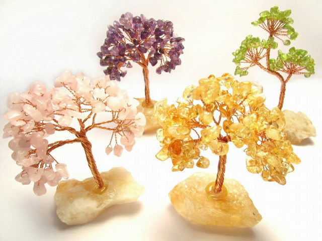 天然石ツリー 縦約10-11cm ローズクォーツ アメジスト シトリン