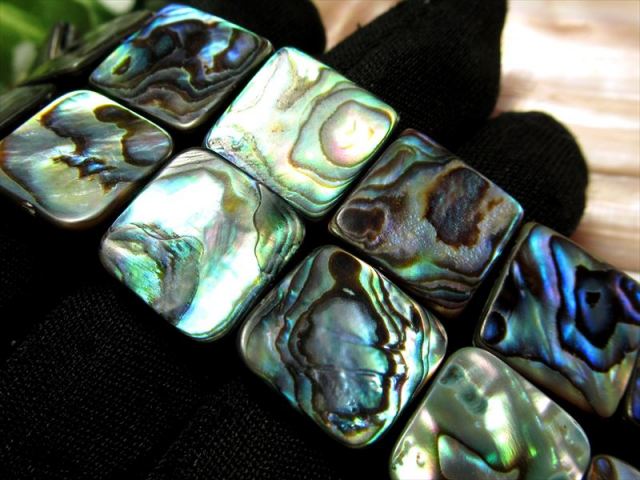 スクエア型 アバロンシェル アバローニ貝 一連 約38-40cm 幅約9mm 虹色