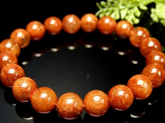 贅沢濃密針 4A オレンジルチルクォーツ ブレスレット 9.5mm-10mm×20珠