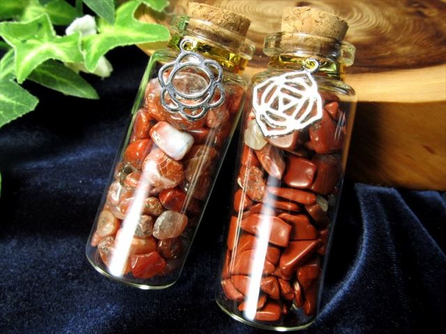 セット売り 数量限定入荷 7チャクラ さざれ石 ボトル置物 瓶サイズ 高