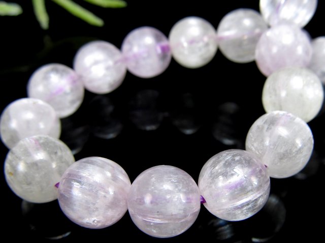 4A+ 透明ライラックピンク クンツァイト ブレスレット 7.5mm-8mm×24珠