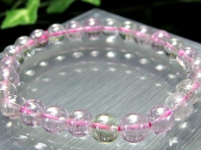 5A クンツァイト ブレスレット 7mm-7.5mm×26珠 きらりと目を引く