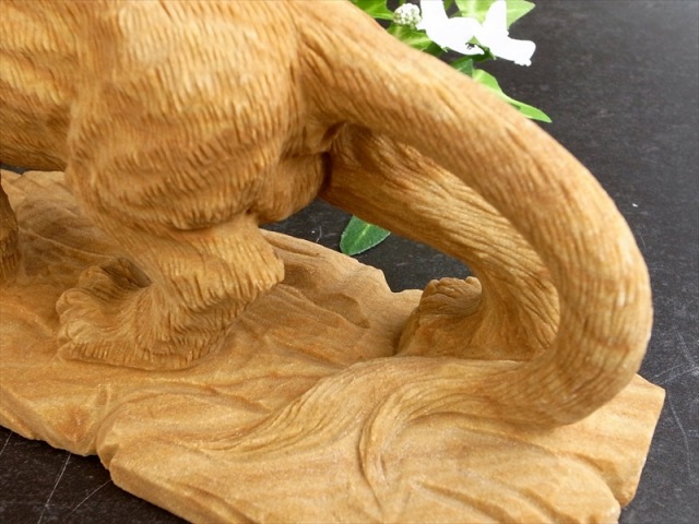 本物の質感 縁起物 ジャスパー ライオン 彫刻置物 最大幅 約220mm 重さ