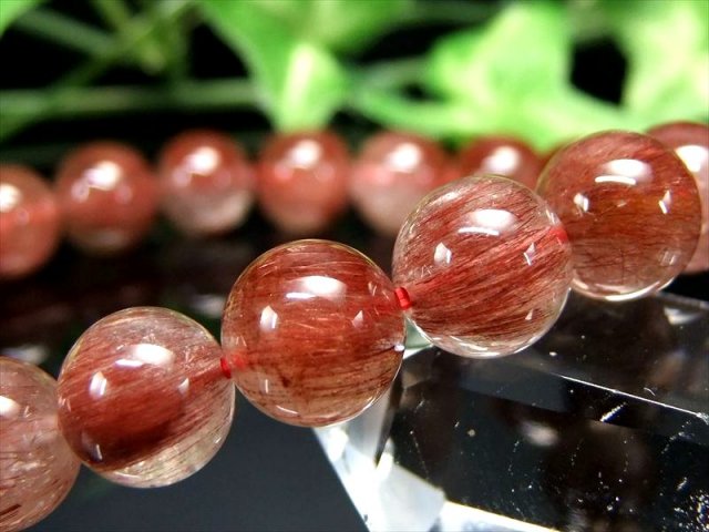 濃色レッドブラウンカラー 3A レッドルチルクォーツ ブレスレット 9mm