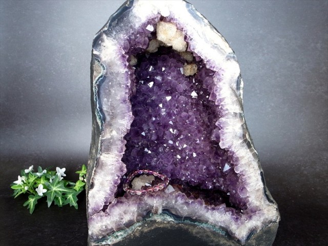 透明&濃いパープル アメジスト ドーム アメジストカペーラ 高さ 25.5cm