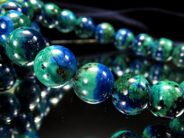 まるで地球 アズライトマラカイト ブレスレット 9mm-9.5mm×21珠前後