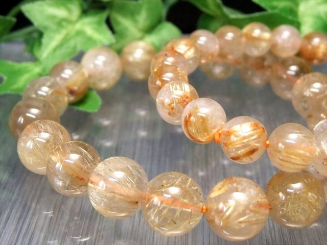 3A タイチン有り ゴールドルチルクォーツ ブレスレット 7mm-7.5mm×26珠