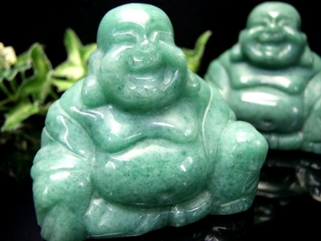 ○【アベンチュリン 布袋様 彫刻置物】約195-230g 天然石彫り 置物