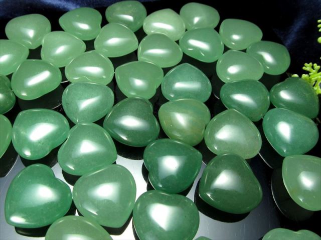 1個売り 透明 アベンチュリン ハート型タンブル 幅約20mm ぷっくり