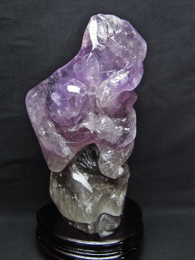 2.8Kg アメジスト 手彫り 龍 置物[T261-906]