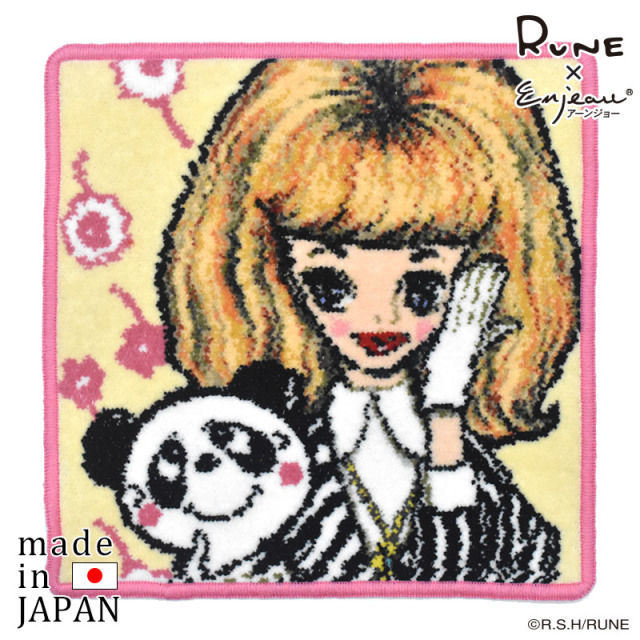 RUNE 内藤ルネ × アーンジョー：クロネコ ハンカチ 23cm ※ネコポス便