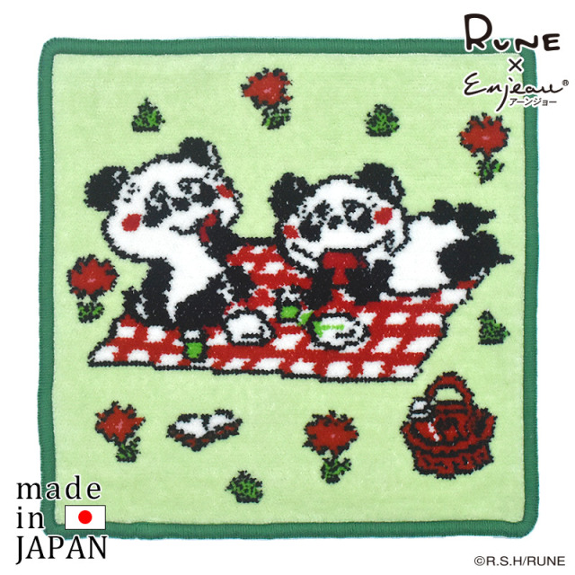 RUNE 内藤ルネ × アーンジョー：ルネパンダピクニック ハンカチ 23cm