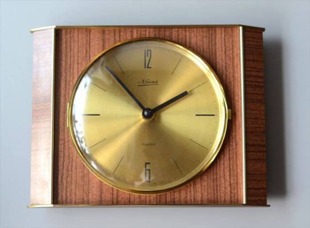 ドイツ製 Kaiser 木製x真鍮 壁時計 壁掛け 木製 ブラス クロック