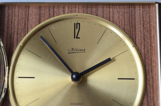 ドイツ製 Kaiser 木製x真鍮 壁時計 壁掛け 木製 ブラス クロック