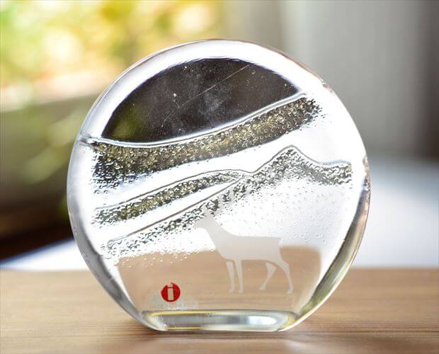 フィンランド製 iittala 雪山とトナカイ ガラス オブジェ イッタラ