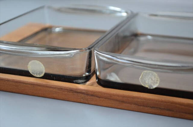 デンマーク製 DIGSMED×HOLMEGAARD サービングトレイ チークテーブル