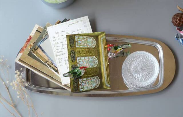 ドイツから シルバープレート スクエアトレー 42x17 長方形トレイ 銀