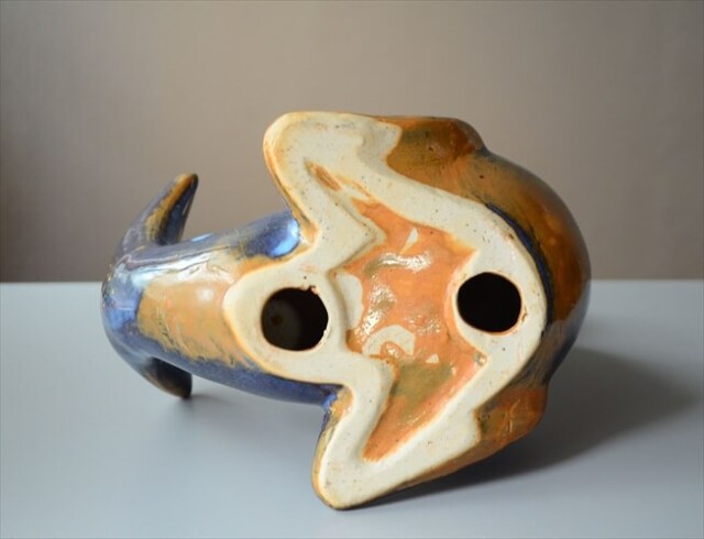 デンマークから 大きめ 陶器のオットセイ オブジェ 置物 アートピース