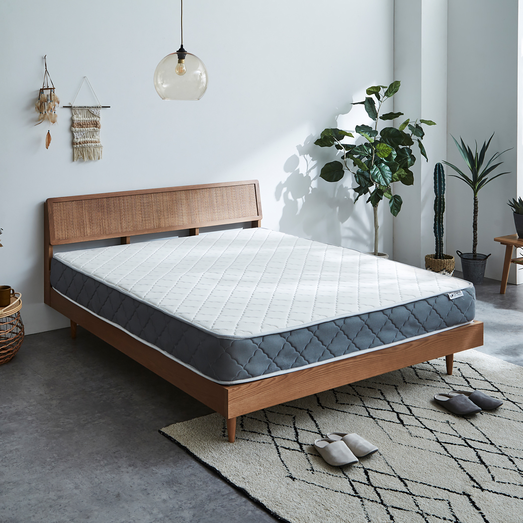 ビレ ラタンベッド すのこベッド クイーン 厚さ20cmポケットコイル