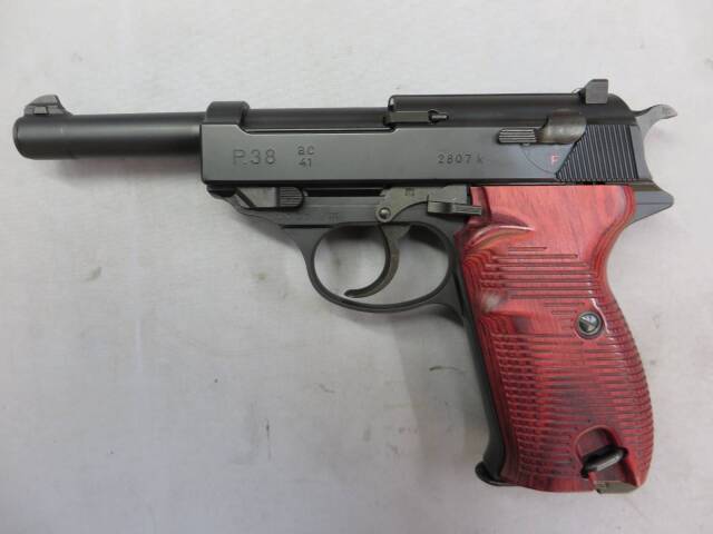 マルゼン】ワルサーP38 ブラック・PANDRA ARMS 木製グリップ