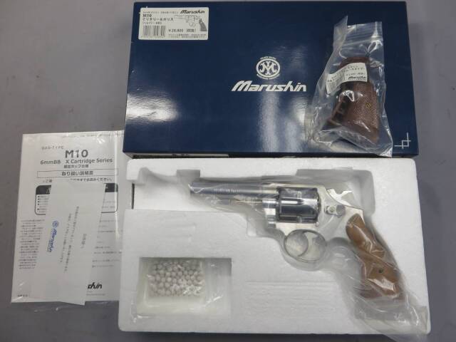 マルシン】S&W M10 ミリタリー＆ポリス シルバーABS・木製グリップ