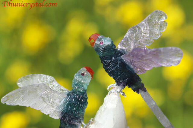 プレミアム・石の鳥さんシリーズ【フローライトのコンゴウインコonバイ