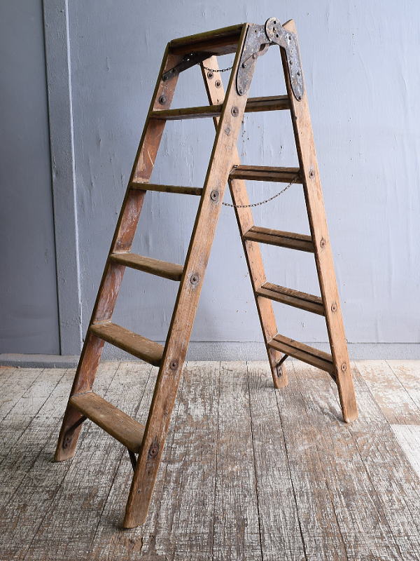 イギリス アンティーク ステップラダー 脚立 ディスプレイ 11893