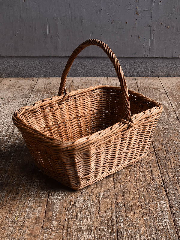 イギリス アンティーク バスケット 籐かご ガーデニング 12494