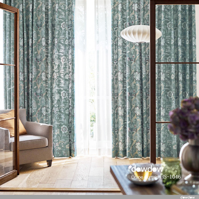 フレンチシック】オリエンタルな花柄のドレープカーテン＆シェード【HS