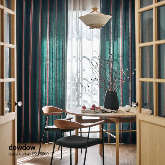 ミッドセンチュリー】ビンテージ・ストライプのドレープカーテン