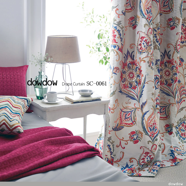 エスニック・ビンテージ】オールド・ペイズリー柄のドレープカーテン