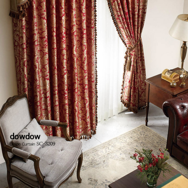 ゴシックモダン】豪華で高貴なクラシック柄の高級カーテン【SC-3209