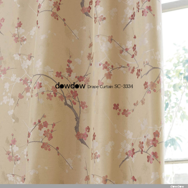 和モダン】紅梅のドレープカーテン＆シェード【SC-3334】ピンクベージュ