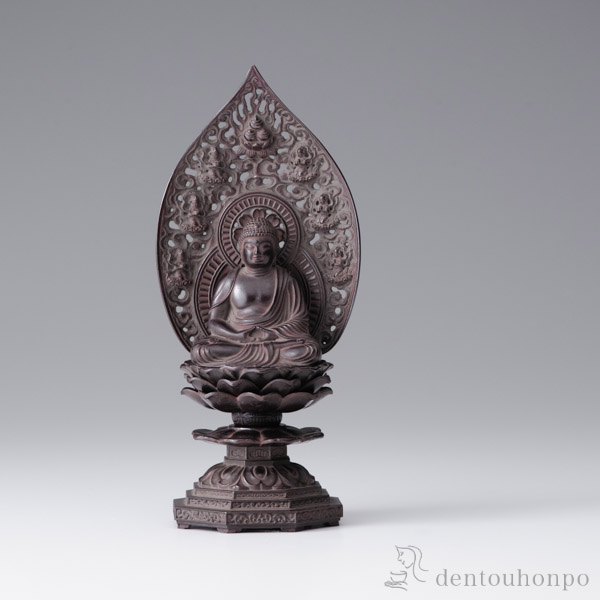 送料無料】 仏像 釈迦如来座像 選べる3色／古美金／古美青銅／古美茶