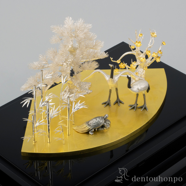 送料無料】 銀製 松竹梅鶴亀 LPC 370g / 高級 コレクション 美術品