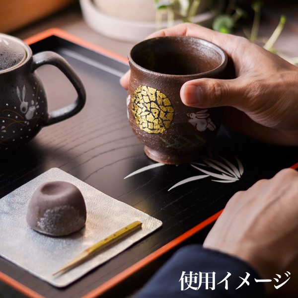 送料無料】 夫婦湯呑 月見うさぎ ペア 金箔付き / 夫婦湯のみ 夫婦