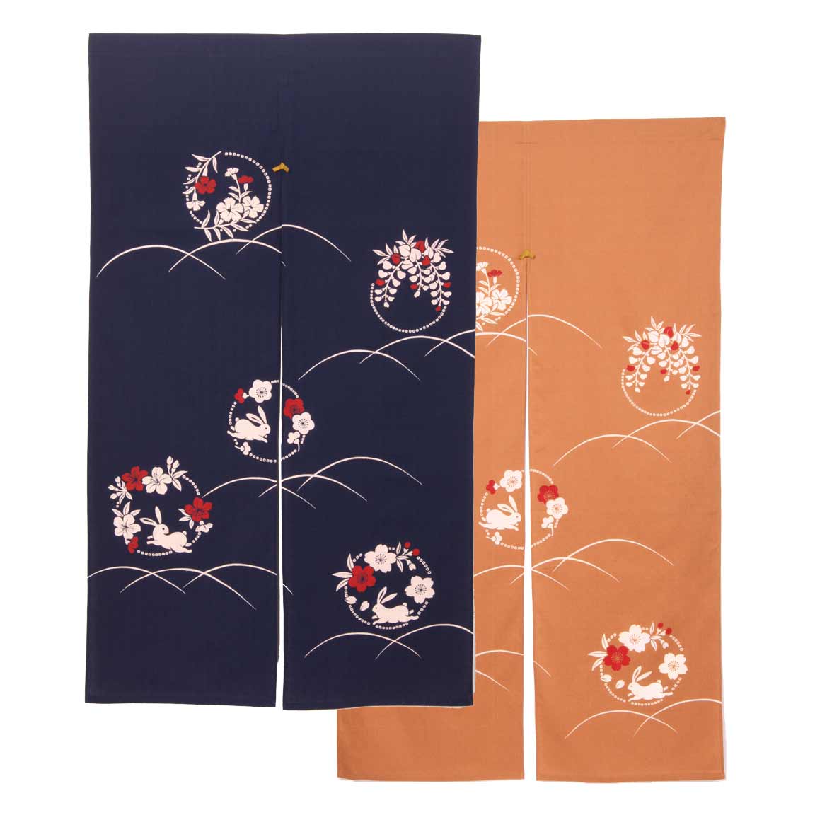 暖簾 四季彩のれん 150cm 【花うさぎ/ベージュ】 風呂敷は京都のいー