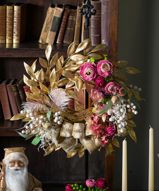 ラナンキュラスリース2L24 アートフラワー アーティフィシャルフラワー