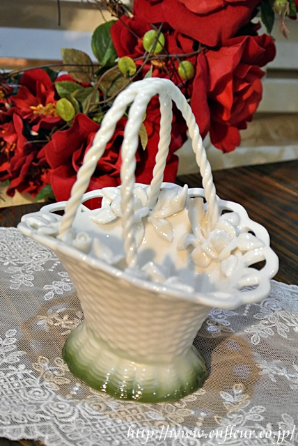 マニー 陶器 ローズバスケット／Gr（数量限定） 【マニー、薔薇雑貨