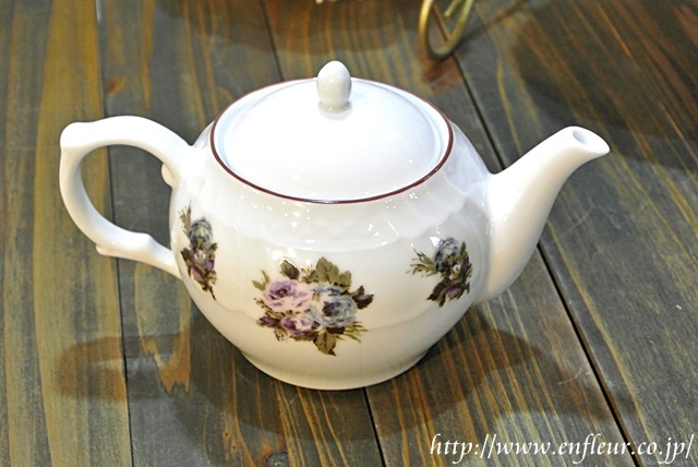 マニー ブルーローズ陶器 ポット【マニーと薔薇の雑貨のアンフロール】