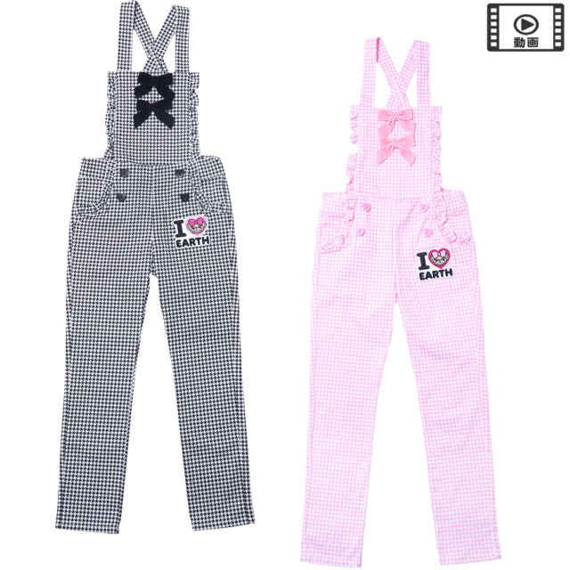 アースマジック EARTHMAGIC 千鳥格子柄2wayサロペット クロ