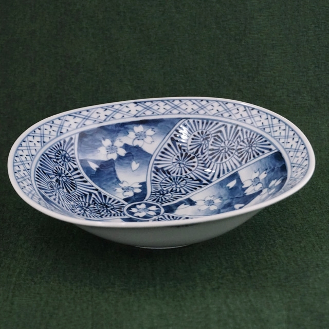 そうた窯｜染付桜祥瑞ナブリ七寸菓子鉢