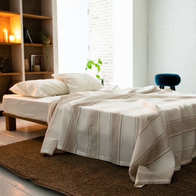 Fab the Home】 シックストライプ/ストーン マルチカバー 2人用