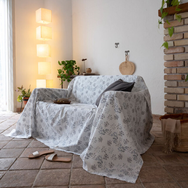 Fab the Home】ハーベスト/グレイ マルチカバー 150×210cm ソファ