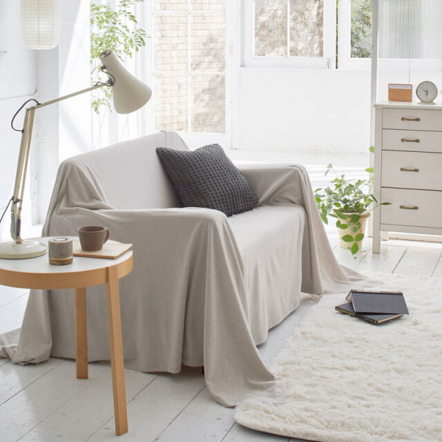 Fab the Home】ヘリンボーンニット/フェザーストーン マルチカバー 150