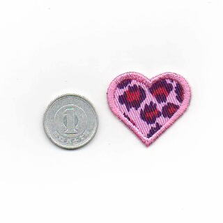アニマル豹柄*レオパード柄ハートのアイロンワッペン*ヒョウ柄アップリケ